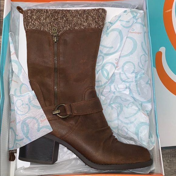 Baretraps Wylla MidCalf BootsFauxLeather KnitTrim - Picture 4 of 8